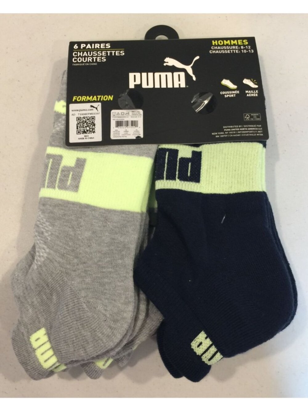 Puma Men's Training Low Cut Size 8-12 Black Gray Yellow Set of 6 - Picture 2 of 3